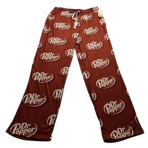 Dr Pepper Men's Sleep Pants Large Red Logo All Over Print Lounge Pajamas New NWT